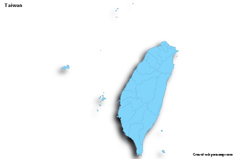 Contoh Peta untuk Taiwan (biru,garis luar,bayangan)