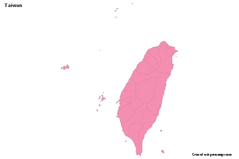 Contoh Peta untuk Taiwan (merah jambu,garis besar)