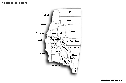 Contoh Peta untuk Santiago del Estero (hitam-putih,bayangan)