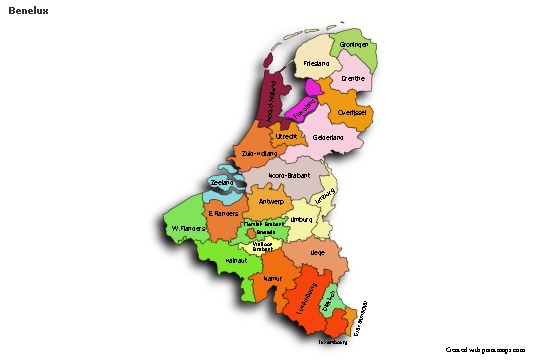 Sample Maps for Benelux (colored,shadowy)