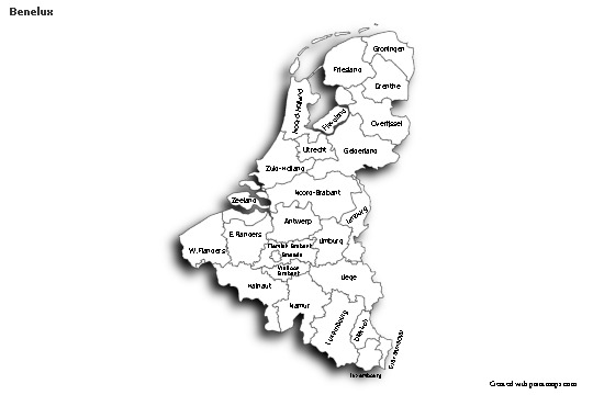 Sample Maps for Benelux (black-white,shadowy)