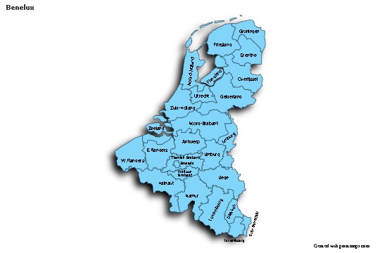 Sample Maps for Benelux (blue,shadowy)