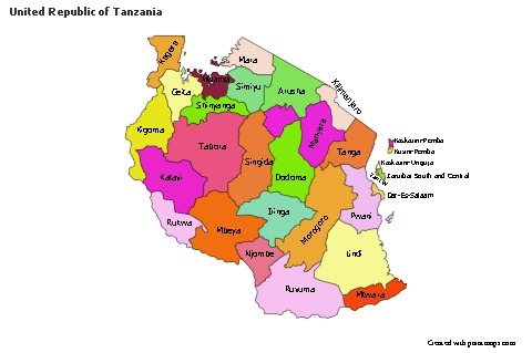 Sample Maps for United Republic of Tanzania (colored)
