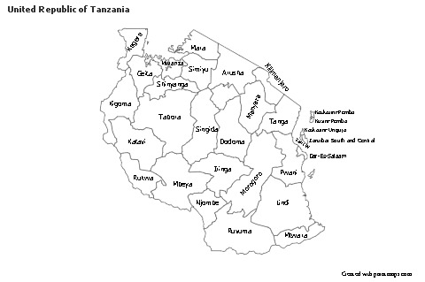 Sample Maps for United Republic of Tanzania (black-white)