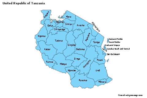 Sample Maps for United Republic of Tanzania (blue)