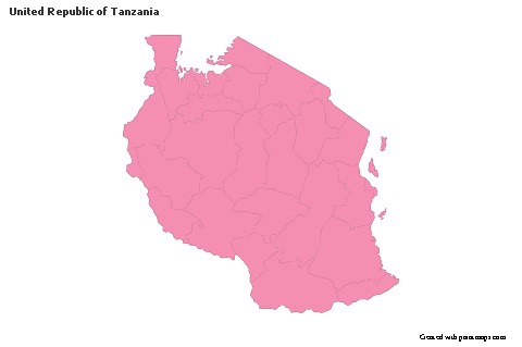Sample Maps for United Republic of Tanzania (pink,outline)