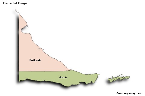 Contoh Peta untuk Tierra del Fuego (berwarna,bayangan)