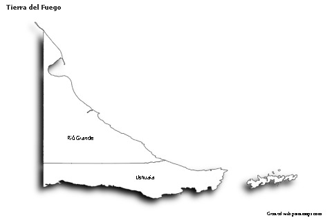 Contoh Peta untuk Tierra del Fuego (hitam-putih,bayangan)