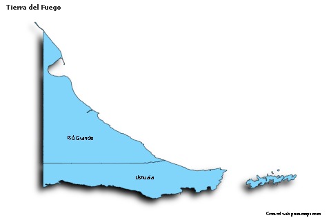 Contoh Peta untuk Tierra del Fuego (biru,bayangan)