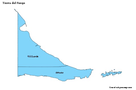 Contoh Peta untuk Tierra del Fuego (biru)