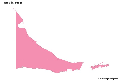 Contoh Peta untuk Tierra del Fuego (merah jambu,garis besar)