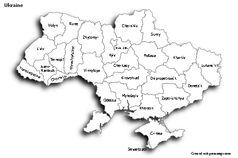 Sample Maps for Ukraine (black-white,shadowy)