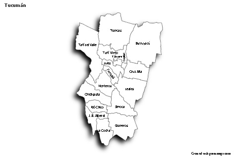 Tucumán için Örnek Haritalar (siyah-beyaz,gölgeli)