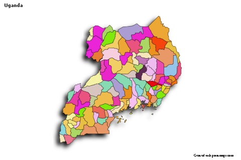 Sample Maps for Uganda (colored,shadowy)