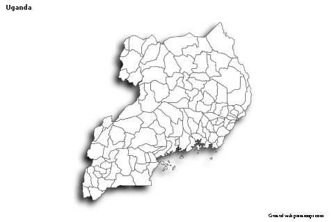 Sample Maps for Uganda (black-white,shadowy)