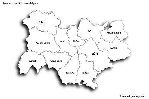Sample Maps for Auvergne-Rhône-Alpes (black-white,shadowy)