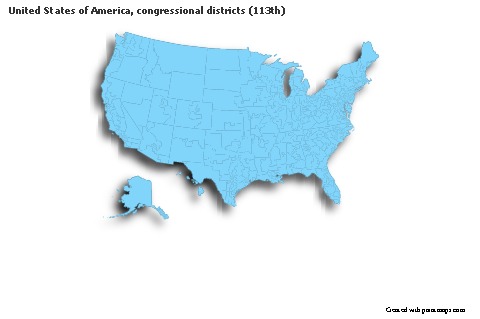 Sample Maps for United States of America, congressional districts (113th) (blue,outline,shadowy)