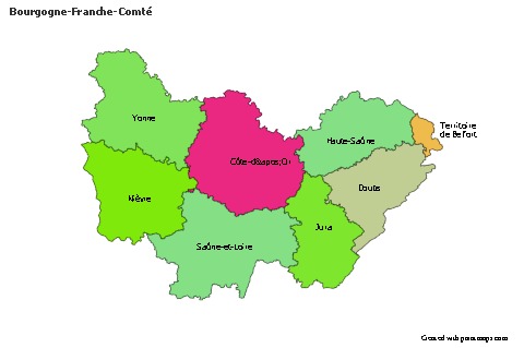 Contoh Peta untuk Bourgogne-Franche-Comté (berwarna)