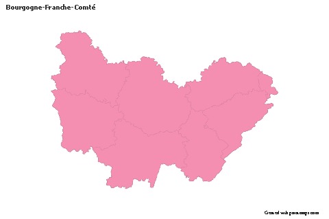 Contoh Peta untuk Bourgogne-Franche-Comté (merah jambu,garis besar)