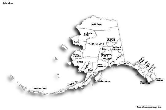 Sample Maps for Alaska (black-white,shadowy)