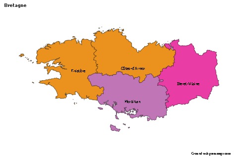 Bretagne için Örnek Haritalar (renkli)