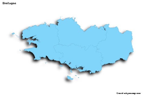 Bretagne için Örnek Haritalar (mavi,anahat,gölgeli)