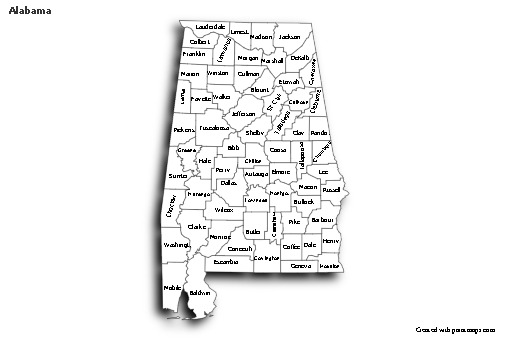 Mapas de muestra para Alabama (blanco-negro,sombrío)