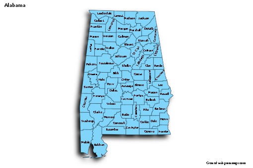 Mapas de muestra para Alabama (azul,sombrío)