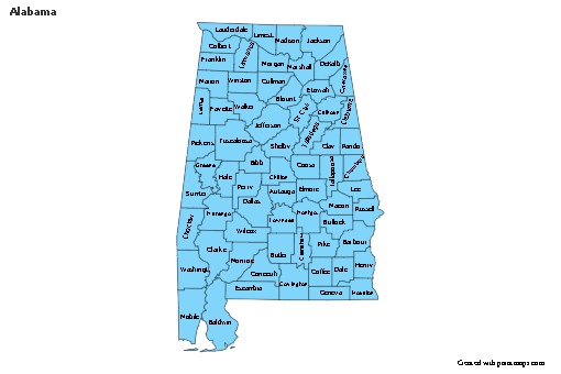 Mapas de muestra para Alabama (azul)