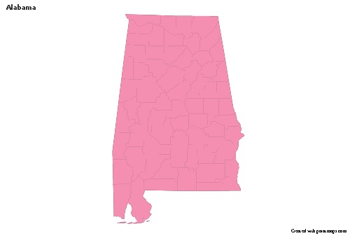 Mapas de muestra para Alabama (rosa,contorno)