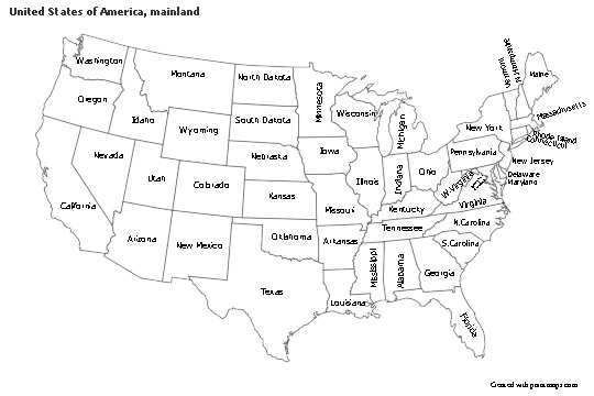 Sample Maps for United States of America, mainland (black-white)