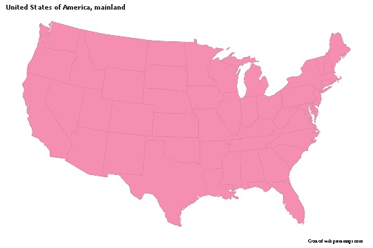 Sample Maps for United States of America, mainland (pink,outline)