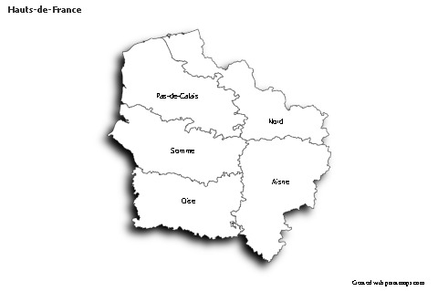 Sample Maps for Hauts-de-France (black-white,shadowy)