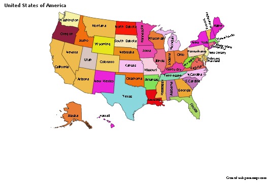 Contoh Peta untuk Amerika Serikat (berwarna)
