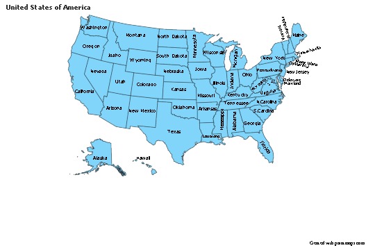 Contoh Peta untuk Amerika Serikat (biru)
