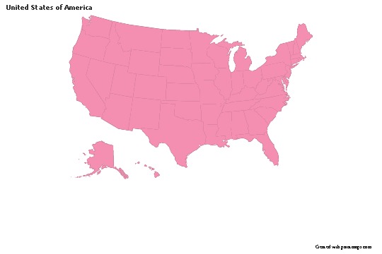 Contoh Peta untuk Amerika Serikat (merah jambu,garis besar)