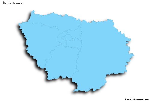 Sample Maps for Île-de-France (blue,outline,shadowy)