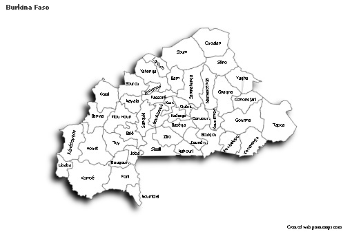 Sample Maps for Burkina Faso (black-white,shadowy)