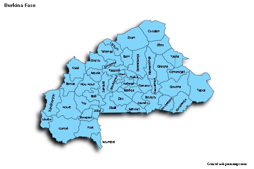 Sample Maps for Burkina Faso (blue,shadowy)