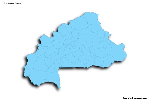 Sample Maps for Burkina Faso (blue,outline,shadowy)