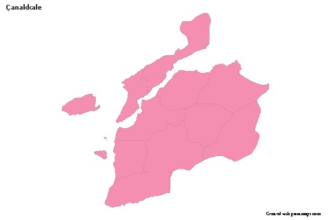 Sample Maps for Çanakkale (pink,outline)