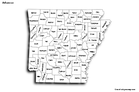 Sample Maps for Arkansas (black-white,shadowy)