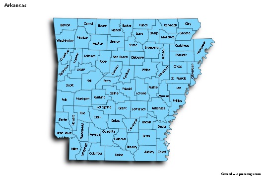 Sample Maps for Arkansas (blue,shadowy)