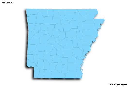 Sample Maps for Arkansas (blue,outline,shadowy)
