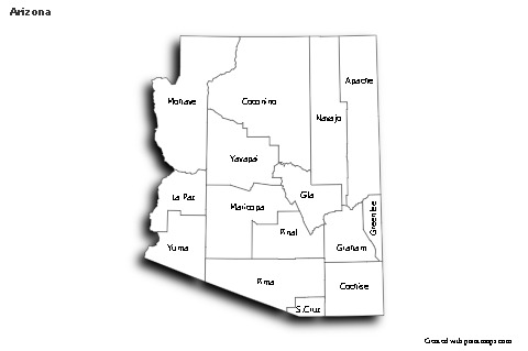 Sample Maps for Arizona (black-white,shadowy)