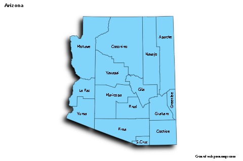 Sample Maps for Arizona (blue,shadowy)