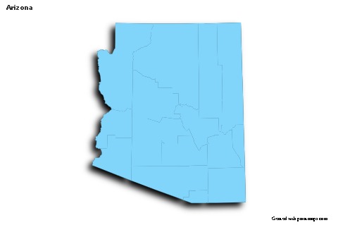 Sample Maps for Arizona (blue,outline,shadowy)