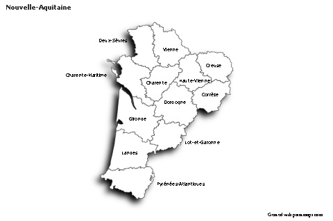 Sample Maps for Nouvelle-Aquitaine (black-white,shadowy)
