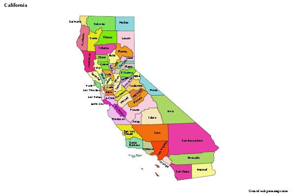 Contoh Peta untuk California (berwarna)