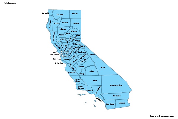 Contoh Peta untuk California (biru)